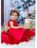 Red Satin Tulle High Low Flower Girl Dress